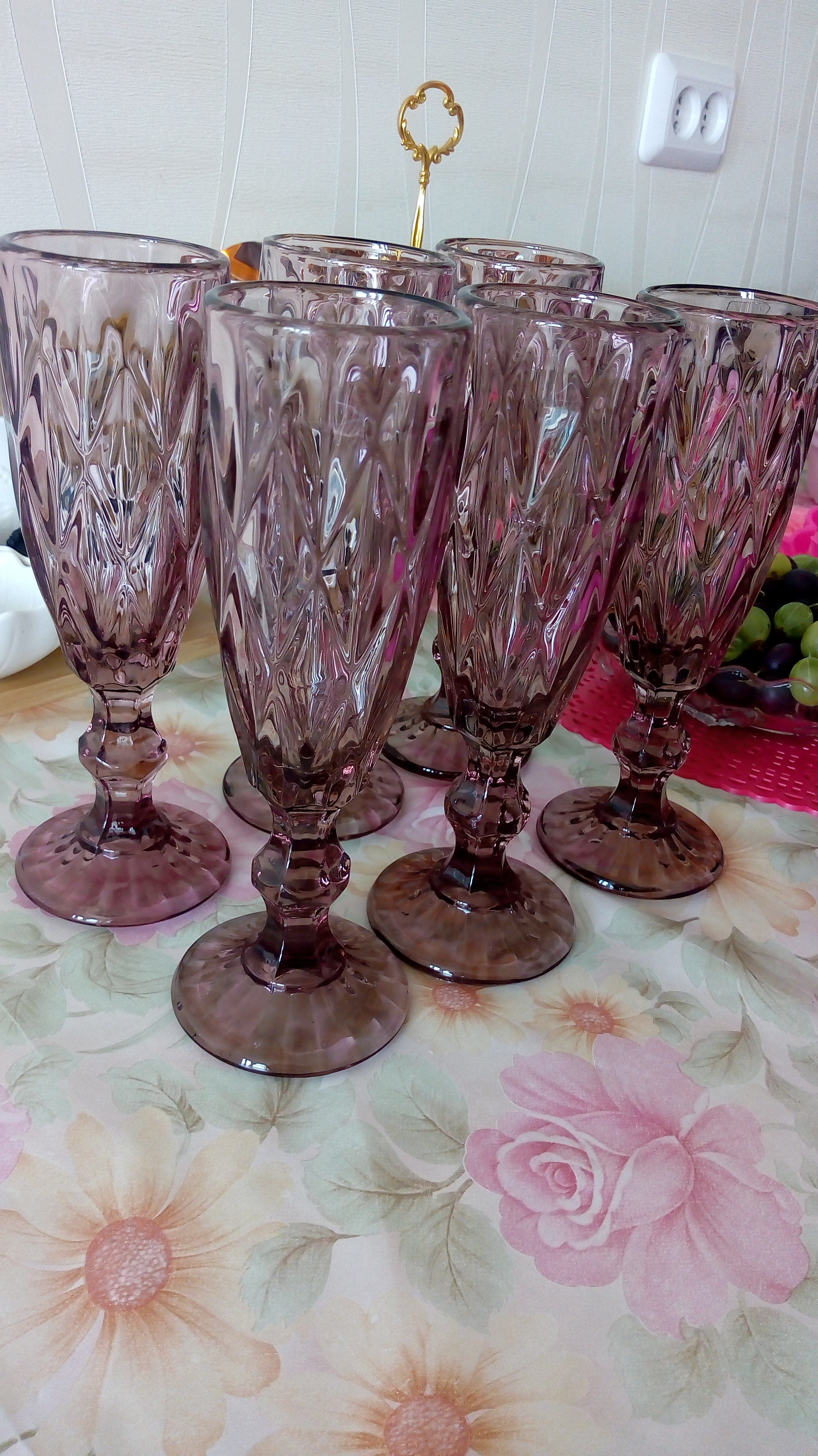 Фотография покупателя товара Бокал стеклянный для шампанского Magistro «Круиз», 160 мл, 7×20 см, цвет розовый