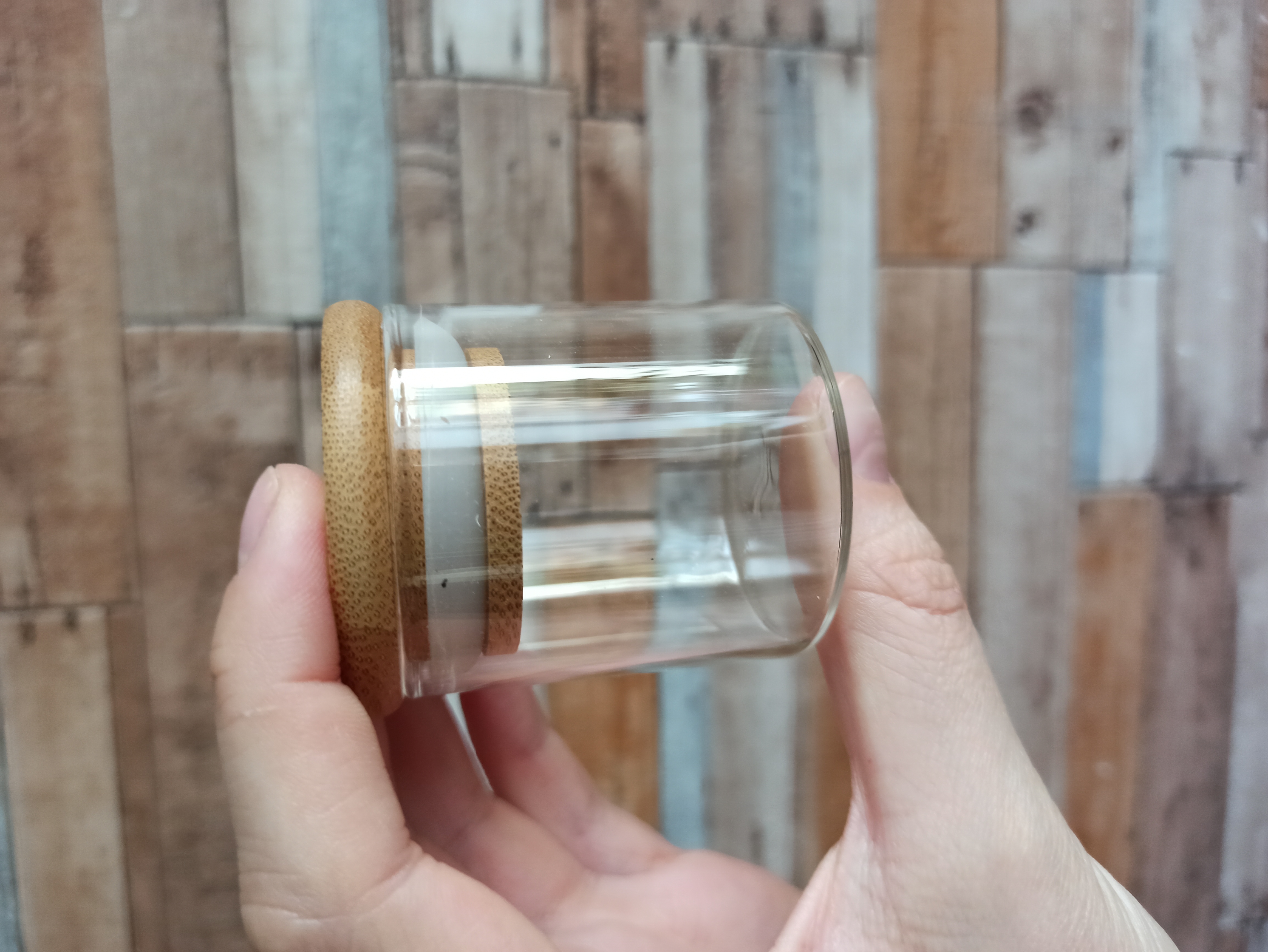 Фотография покупателя товара Баночка стеклянная для специй с бамбуковой крышкой «Эко», 70 мл, 5×6 см