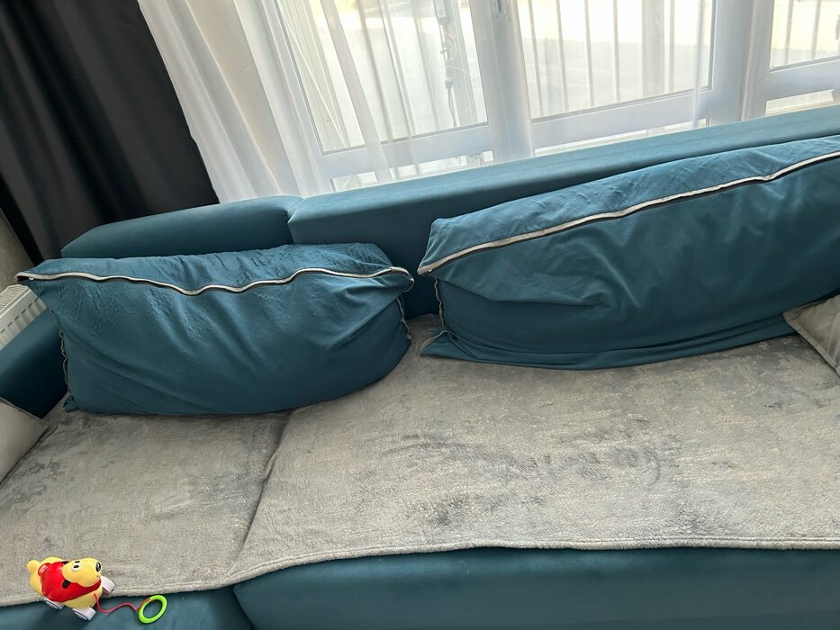 Фотография покупателя товара Угловой диван «Венеция», механизм еврокнижка, угол универсальный, велюр, цвет синий - Фото 1