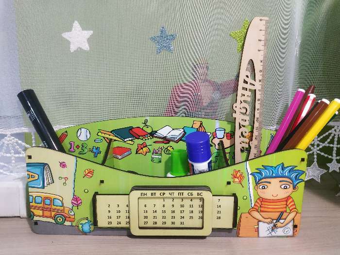 Фотография покупателя товара Органайзер для канцелярских предметов "Школа удобств", вечный календарь, цветной, зелёный