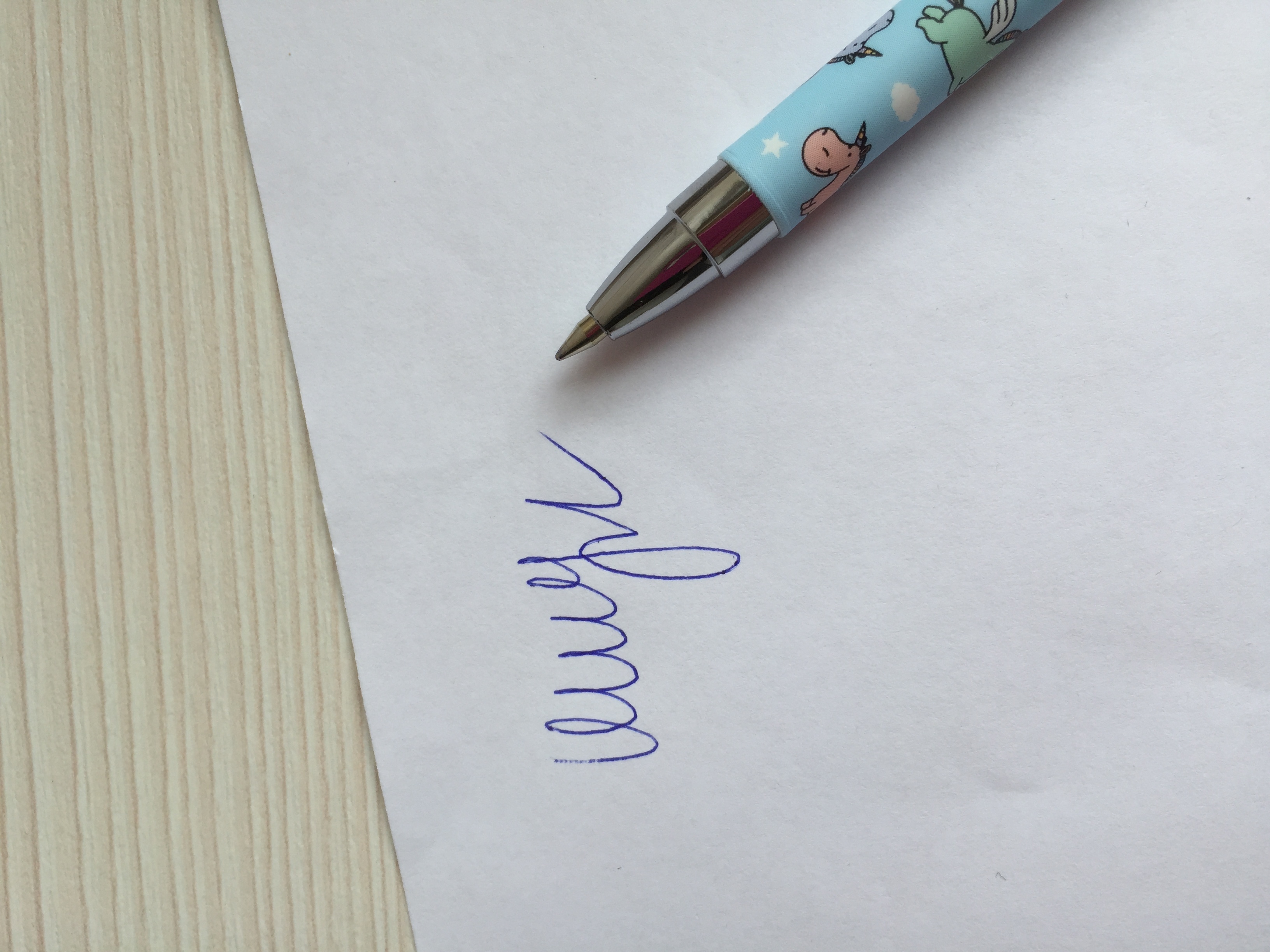Фотография покупателя товара Ручка шариковая HappyWrite "Единорожки", узел 0.5 мм, синие чернила, матовый корпус Silk Touch