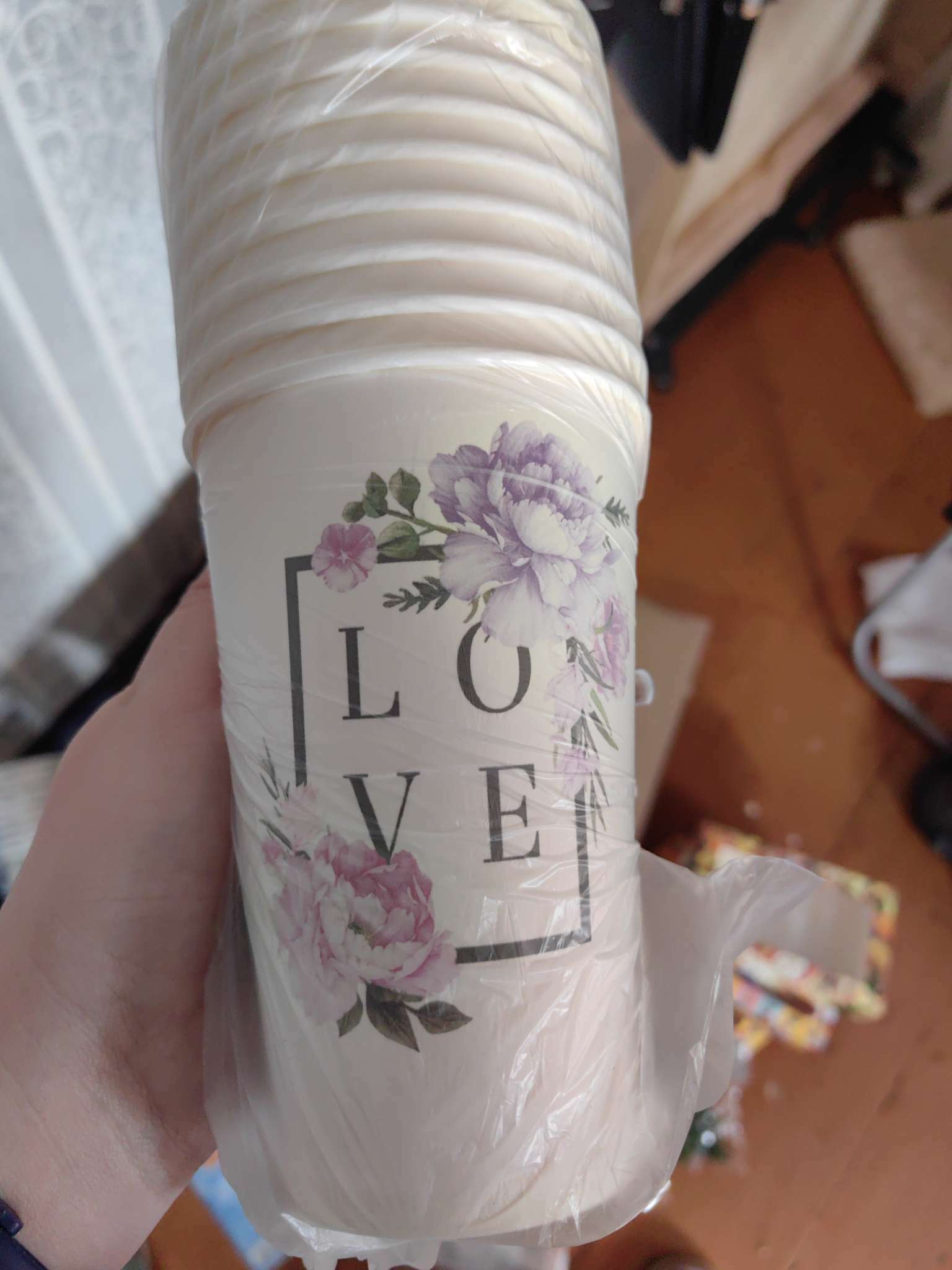 Фотография покупателя товара Стакан для цветов влагостойкий «Перья», 400 мл - Фото 5