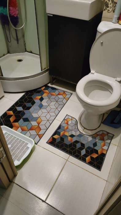Фотография покупателя товара Набор ковриков для ванной и туалета Доляна «Бурлеск», 2 шт, 50×80, 50×40 см