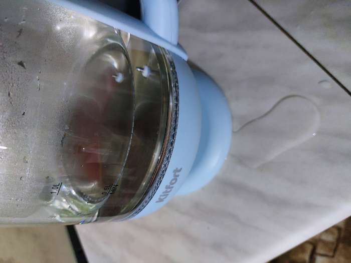 Фотография покупателя товара Чайник электрический Kitfort KT-640-1, стекло, 1.7 л, 2200 Вт, подсветка, голубой