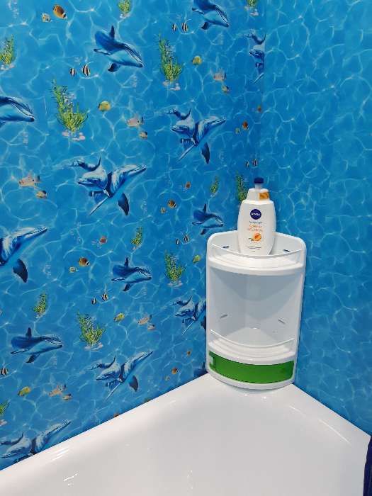 Фотография покупателя товара Полка для ванной угловая, 19×19×46,5 см, цвет зелёный - Фото 4