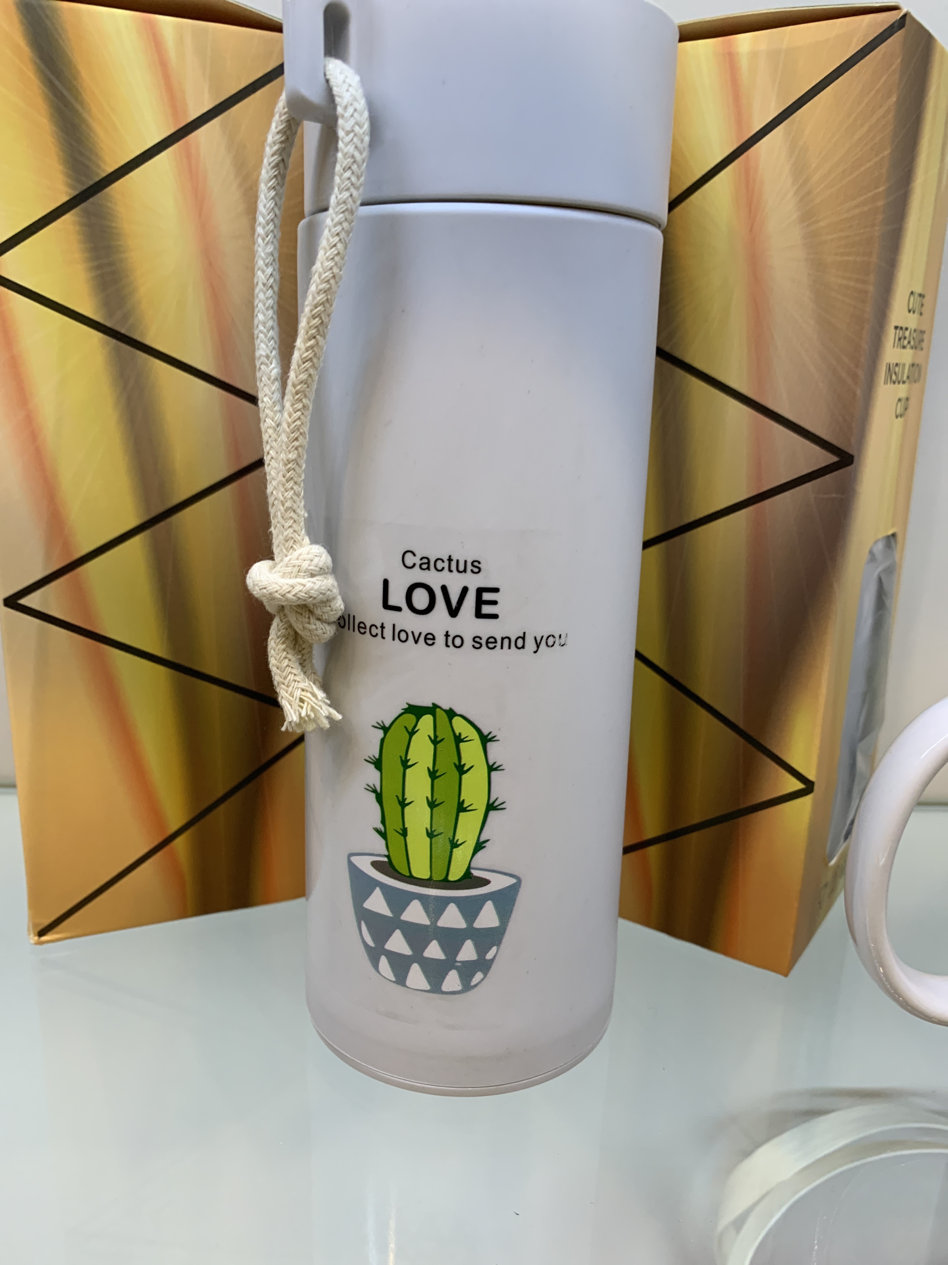 Фотография покупателя товара Бутылка для воды стеклянная «Кактус», 420 мл, h=19,5 см, цвет и рисунок МИКС - Фото 1