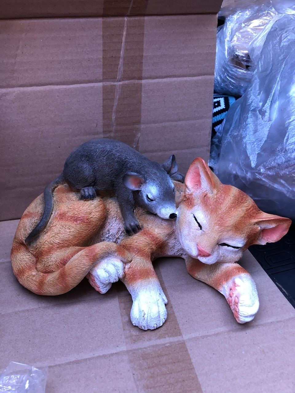 Фотография покупателя товара Садовая фигура "Кошка с мышкой спят" 30х18см
