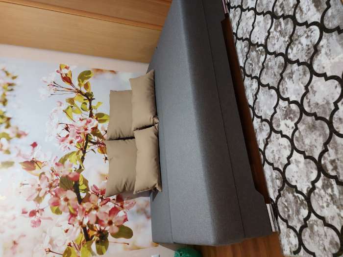 Фотография покупателя товара Диван «Киви», обивка «балтик грей», подушки «нео латтэ»