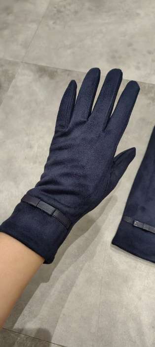 Фотография покупателя товара Перчатки женские, безразмерные, без утеплителя, цвет синий - Фото 2