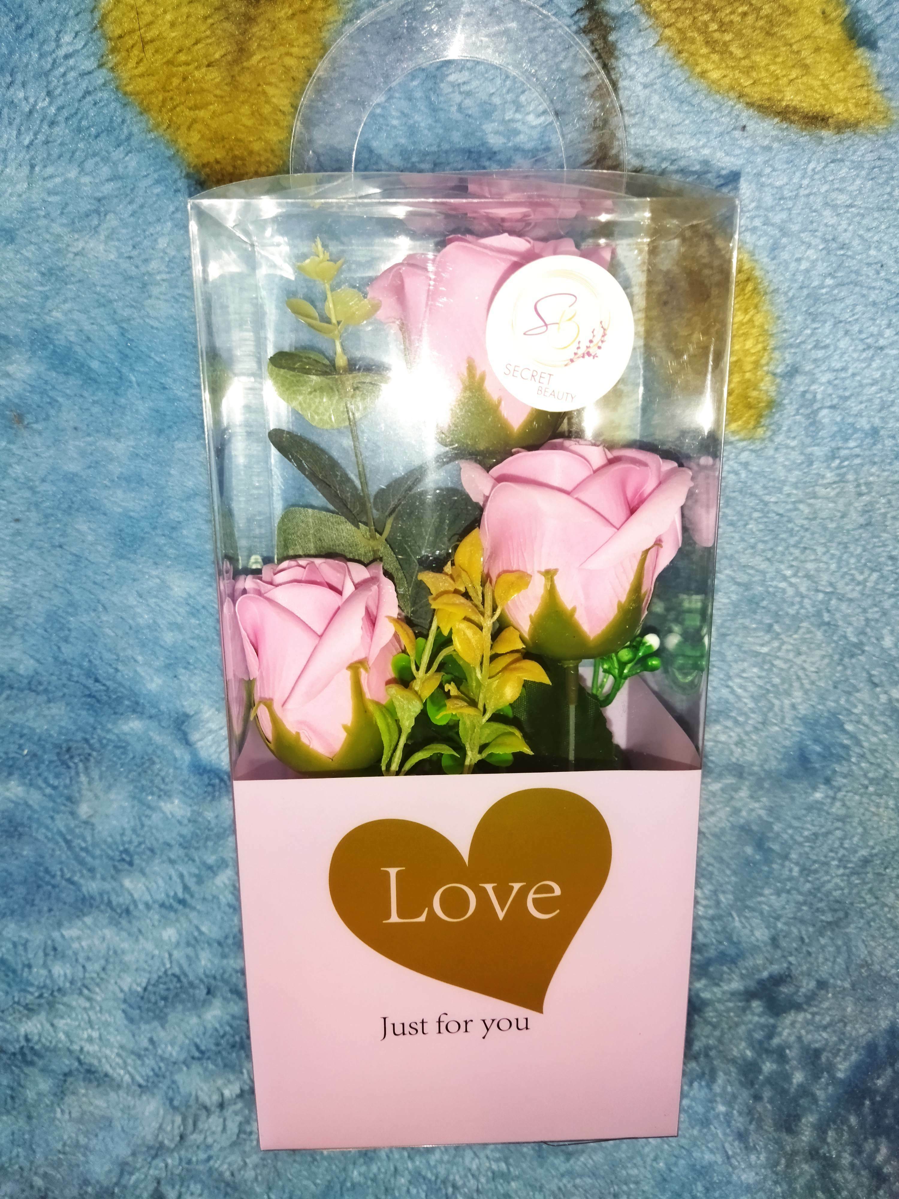 Фотография покупателя товара Мыльные розы в коробке, розовые, набор 3 шт - Фото 1