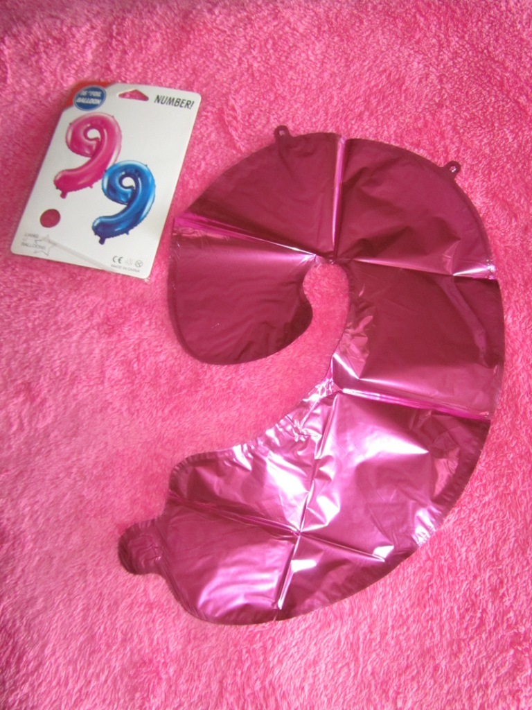 Фотография покупателя товара Шар фольгированный 16", цифра 9, индивидуальная упаковка, цвет розовый - Фото 3