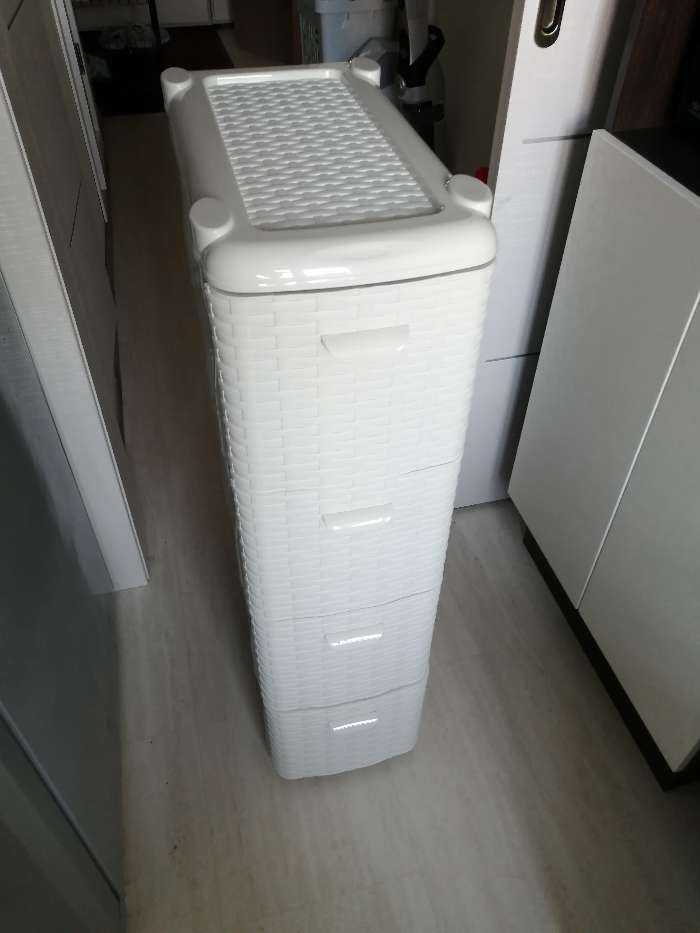 Фотография покупателя товара Комод узкий 3-х секционный «Ротанг», цвет белый - Фото 6
