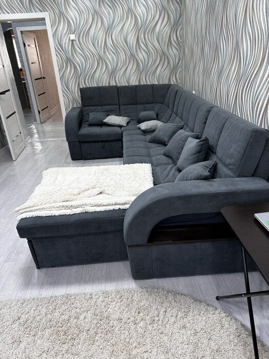 Фотография покупателя товара П-образный диван «Майами 4», механизм венеция, универсальный, велюр, селфи 07/подушки 07 - Фото 7