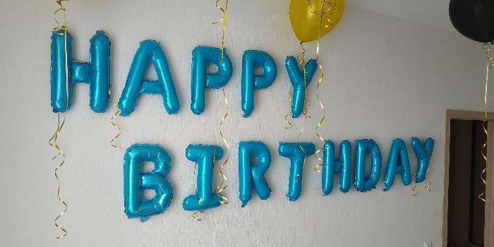 Фотография покупателя товара Шар фольгированный 16" «Happy Birthday», заглавные буквы, цвет золотой - Фото 6
