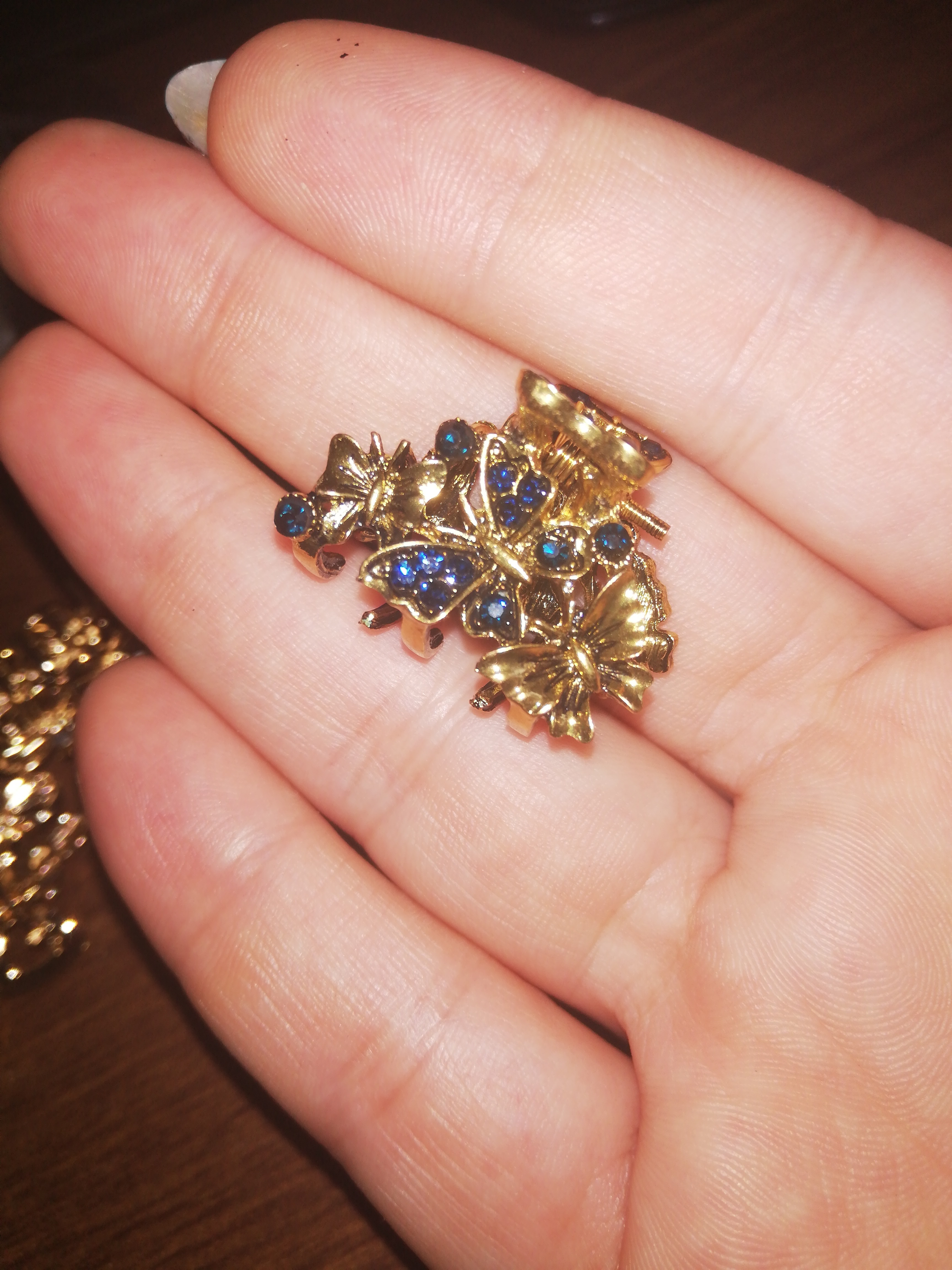 Фотография покупателя товара Краб для волос "Синий закат" веточка, 2,5 см, золото - Фото 1