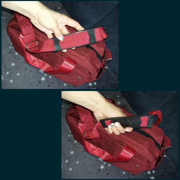 Фотография покупателя товара Сумка спортивная, отдел на молнии, 3 наружных кармана, длинный ремень, цвет красный