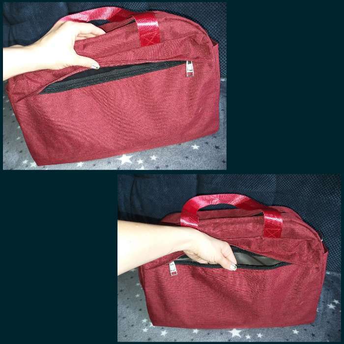 Фотография покупателя товара Сумка спортивная, отдел на молнии, 3 наружных кармана, длинный ремень, цвет красный - Фото 6