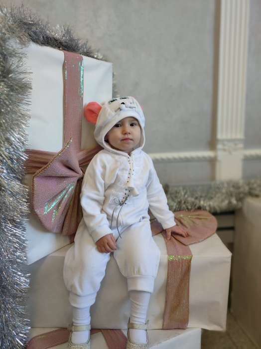 Фотография покупателя товара Карнавальный костюм для малышей «Мышка с декором», велюр, хлопок, рост 74-92 см - Фото 6