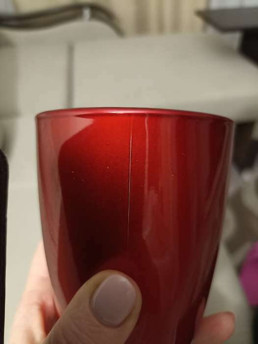 Фотография покупателя товара Кружка стеклянная, 340 мл, цвет красный металлик - Фото 2