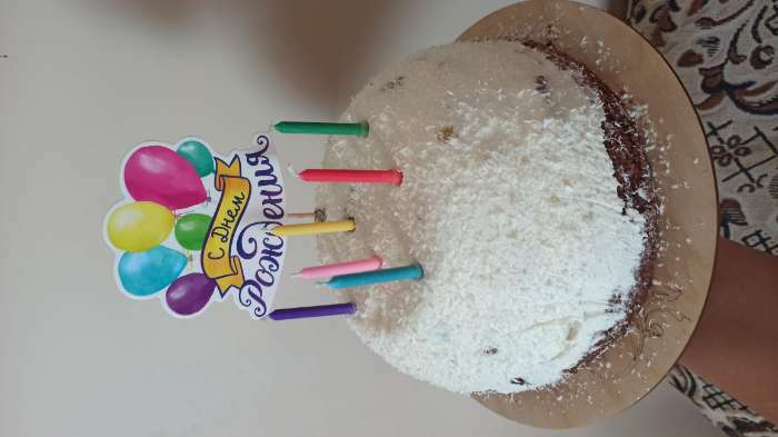 Фотография покупателя товара Топпер в торт с пожеланием «С Днём рождения», шарики
