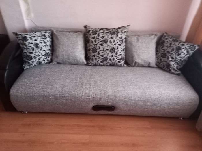 Фотография покупателя товара Диван прямой «Юпитер», ППУ, еврокнижка, шенилл/экокожа, цвет аслан серый - Фото 10