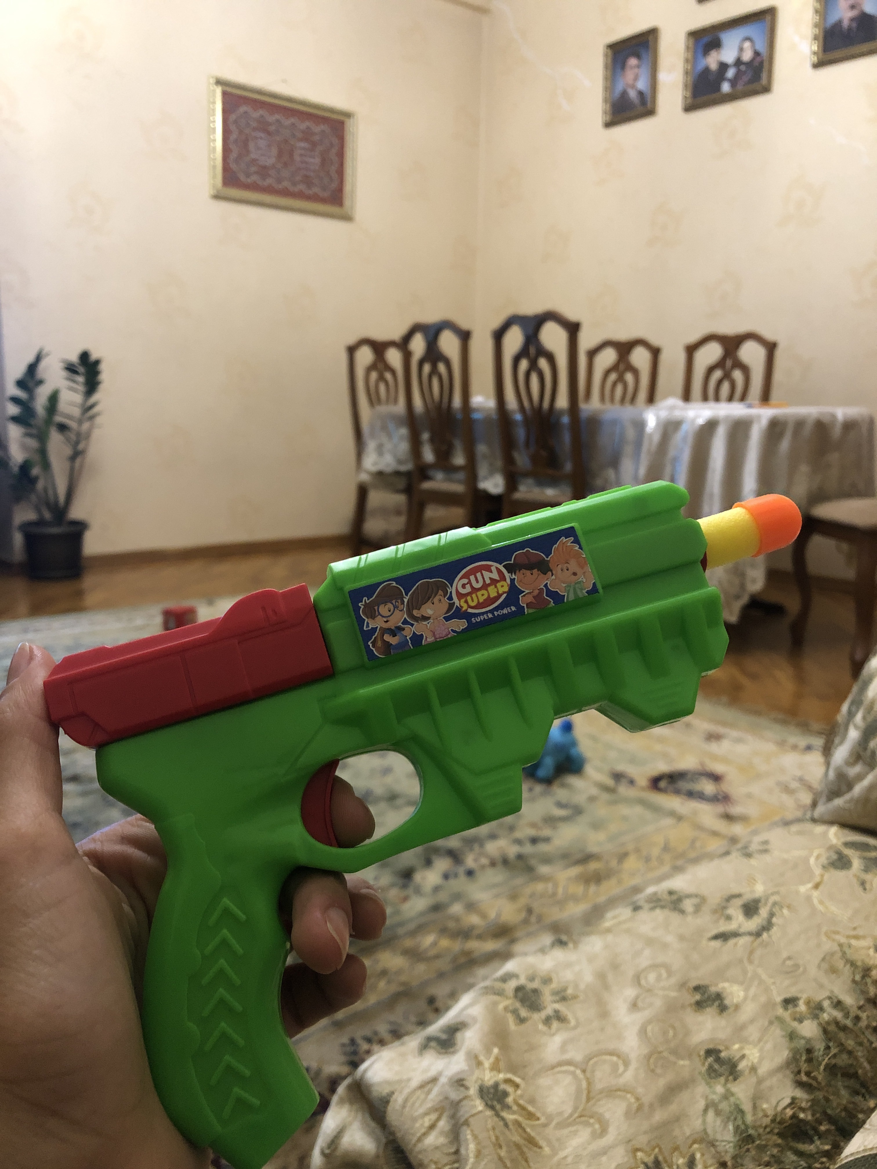 Фотография покупателя товара Пистолет «Бластер», стреляет мягкими пулями, цвета МИКС