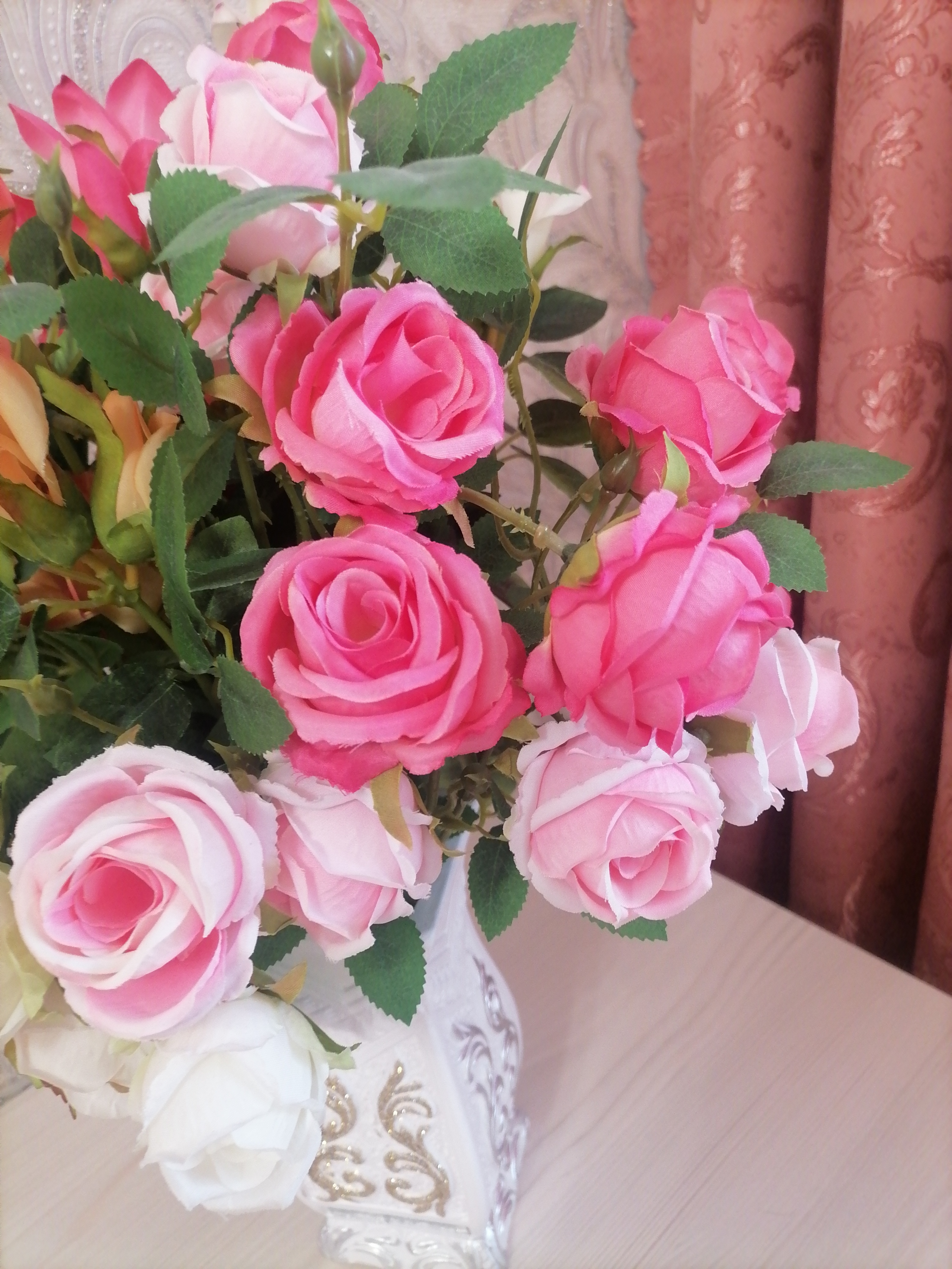 Фотография покупателя товара Цветы искусственные "Роза Септима" 5х65 см, яркий розовый - Фото 2