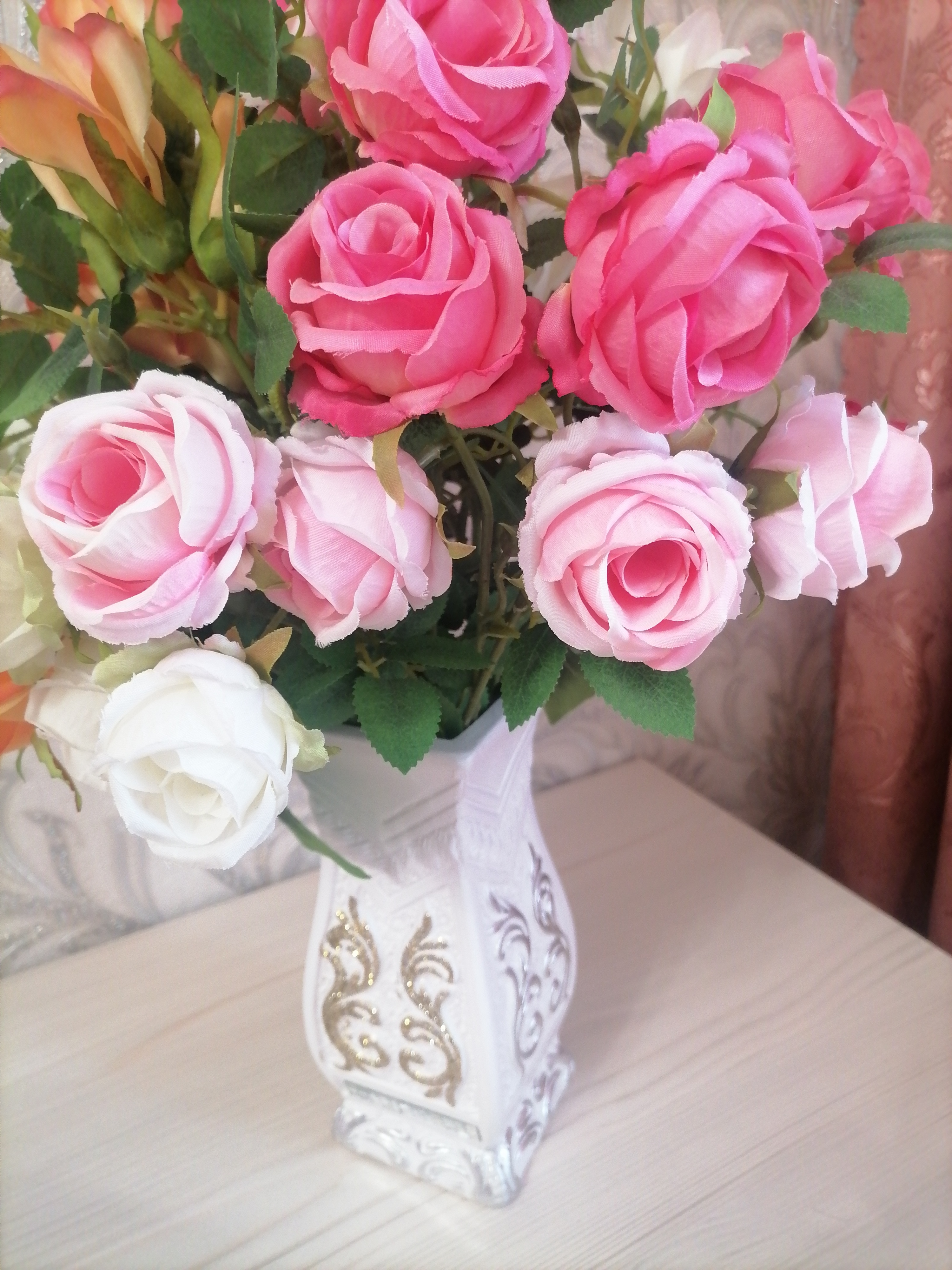 Фотография покупателя товара Цветы искусственные "Роза Септима" 5х65 см, яркий розовый - Фото 1