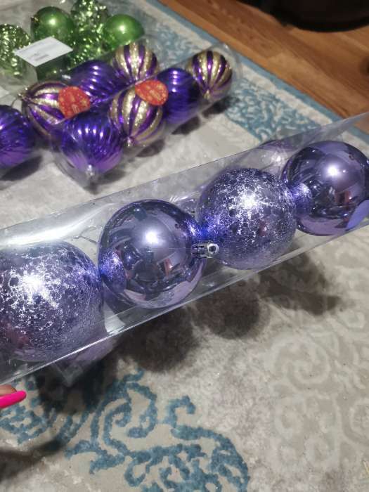 Фотография покупателя товара Ёлочные игрушки «Классика», шары новогодние, набор 4 шт., d=8 см, нежно - розовый - Фото 1