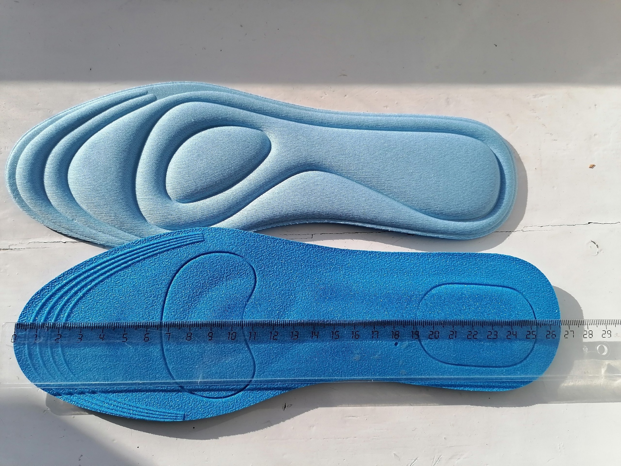 Фотография покупателя товара Стельки для обуви, универсальные, влаговпитывающие, р-р RU до 42 (р-р Пр-ля до 44), 27 см, пара, цвет голубой - Фото 1