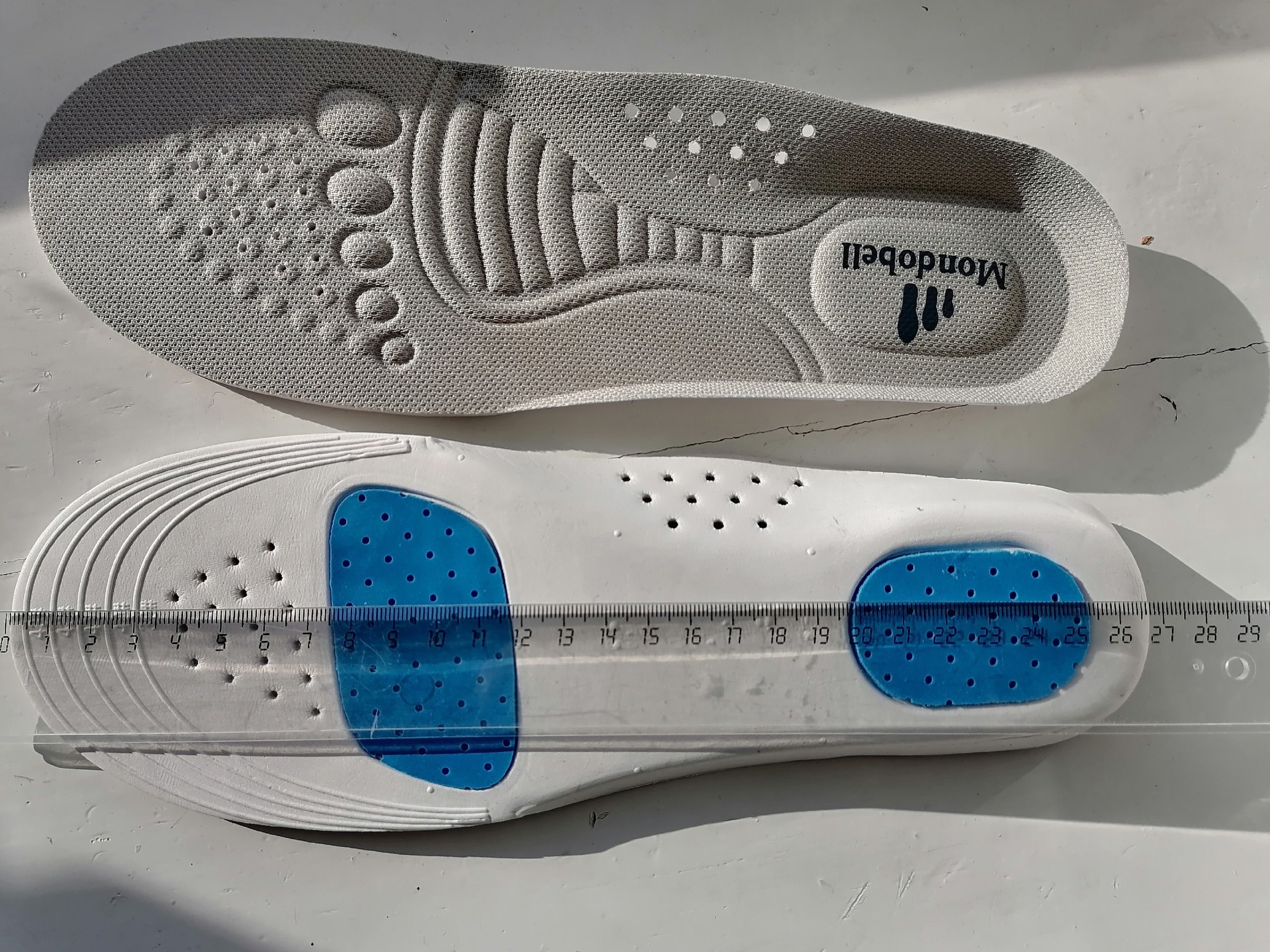 Фотография покупателя товара Стельки для обуви, спортивные, универсальные, амортизирующие, дышащие, р-р RU до 46 (р-р Пр-ля до 46), 29 см, пара, серые - Фото 4