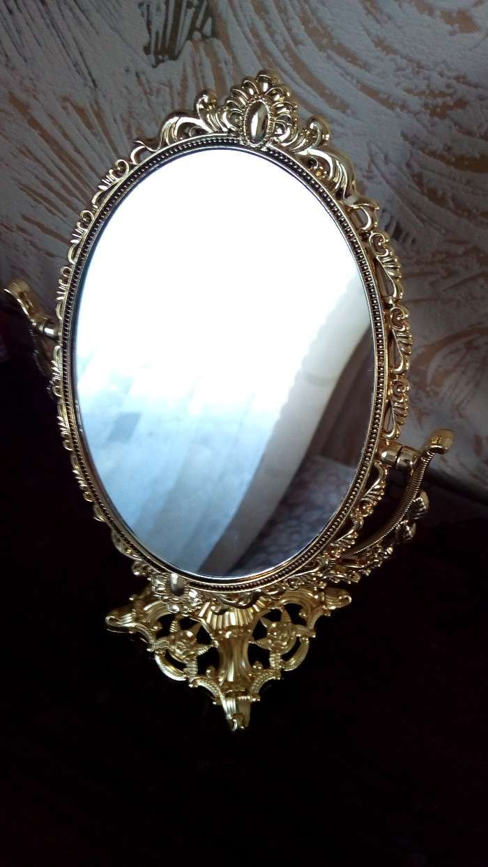 Фотография покупателя товара Зеркало настольное, двустороннее, с увеличением, зеркальная поверхность 13 × 18 см, цвет золотистый - Фото 1