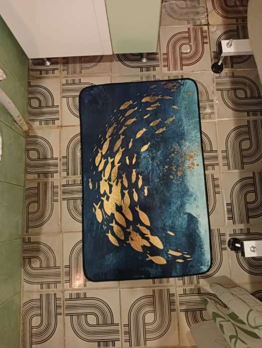 Фотография покупателя товара Набор ковриков для ванной и туалета Доляна «Рыбки», 3 шт: 50×80, 50×40, 40×43 см - Фото 1