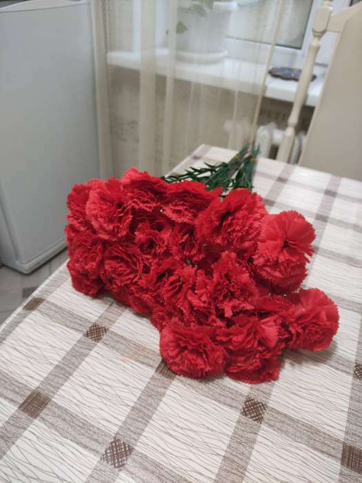 Фотография покупателя товара Цветы искусственные "Гвоздика красная" 46 см d-8 см - Фото 3