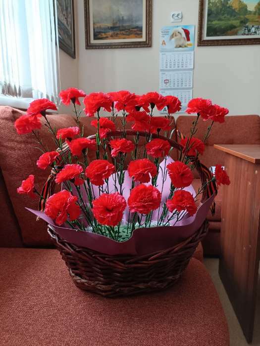 Фотография покупателя товара Цветы искусственные "Гвоздика красная" 46 см d-8 см - Фото 1