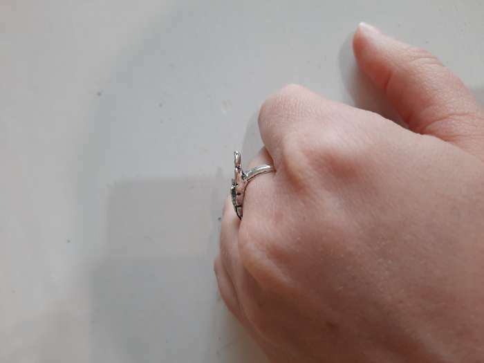 Фотография покупателя товара Кольцо «Перстень» крыло, цвет чернёное серебро, безразмерное - Фото 2