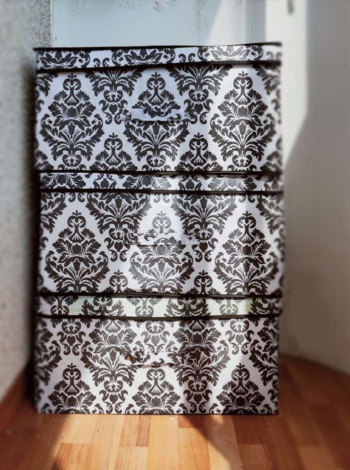 Фотография покупателя товара Короб стеллажный для хранения с крышкой «Вензель», 60×40×30 см, цвет чёрно-белый - Фото 2
