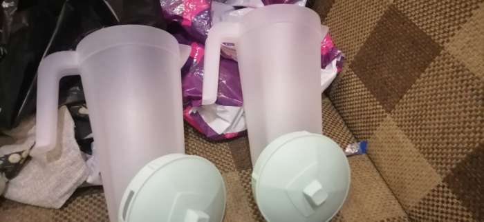 Фотография покупателя товара Кувшин с крышкой, 2 л, 20×12×26 см, цвет голубой - Фото 2