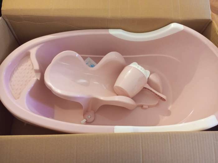 Фотография покупателя товара Набор для купания детский, ванночка 86 см., горка, ковш -лейка, цвет розовый - Фото 1