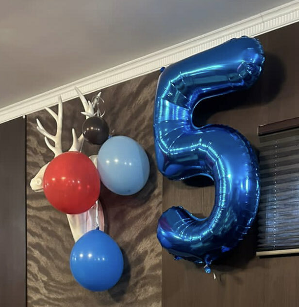 Фотография покупателя товара Шар фольгированный 40" «Цифра 3», цвет синий Slim - Фото 2