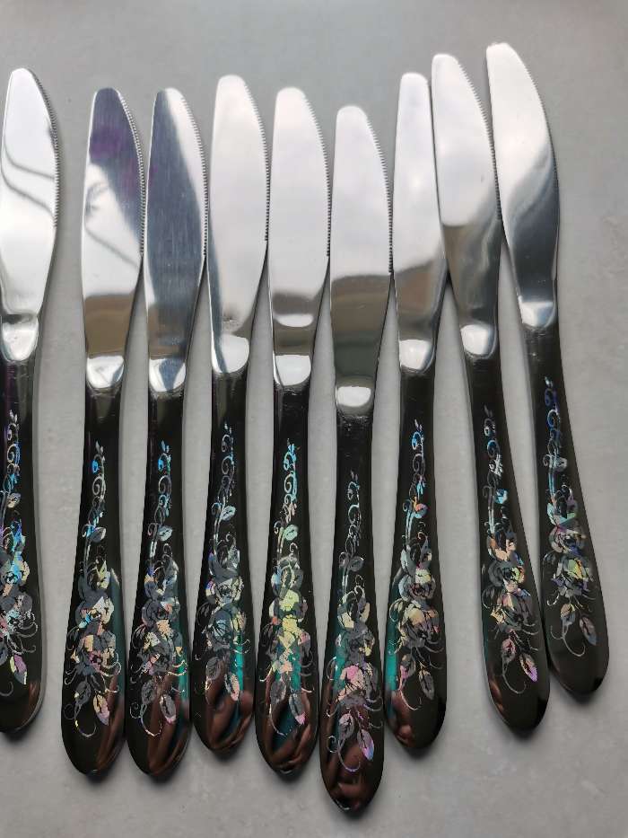 Фотография покупателя товара Набор столовых ножей «Неон», длина 22,4 см, 3 шт - Фото 1