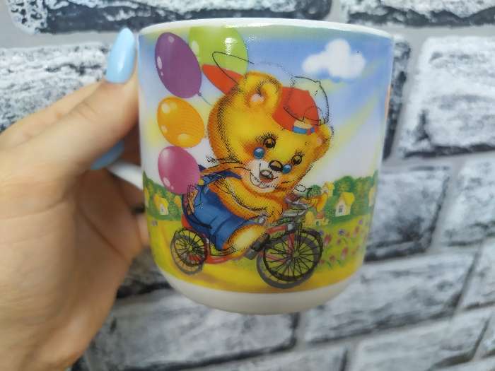 Фотография покупателя товара Набор детской посуды из керамики Доляна «Мишка на велосипеде», 3 предмета: кружка 230 мл, миска 400 мл, тарелка d=18 см - Фото 10