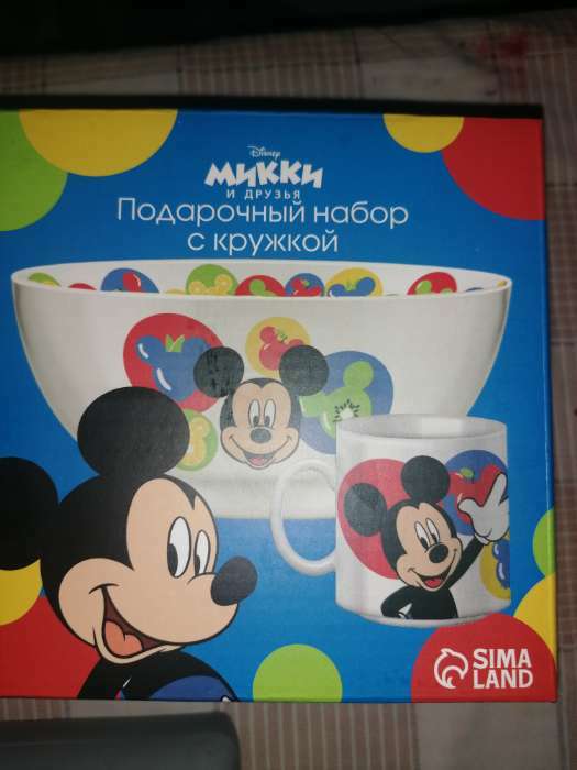 Фотография покупателя товара Набор детской посуды, 2 предмета: салатник, кружка "Микки", Микки Маус и его друзья