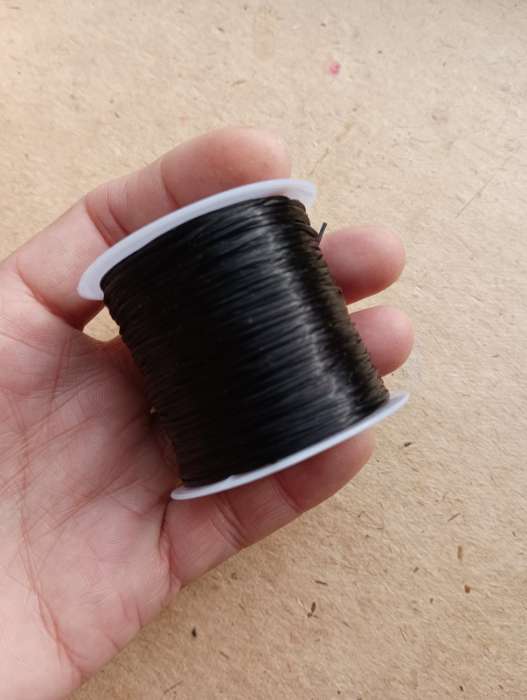 Фотография покупателя товара Нить силиконовая (резинка) d=0,5 мм, L=50 м (прочность 2250 денье), цвет чёрный - Фото 1