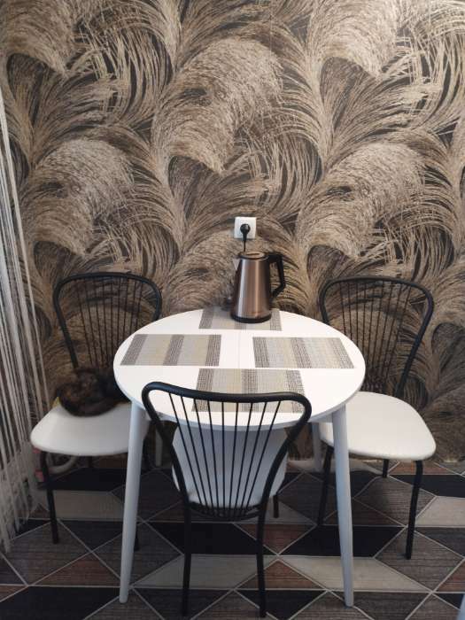 Фотография покупателя товара Стол раздвижной круглый «Орион мини», 800/1110×800×750 мм, ножки металл, черный/каспий тёмный - Фото 5