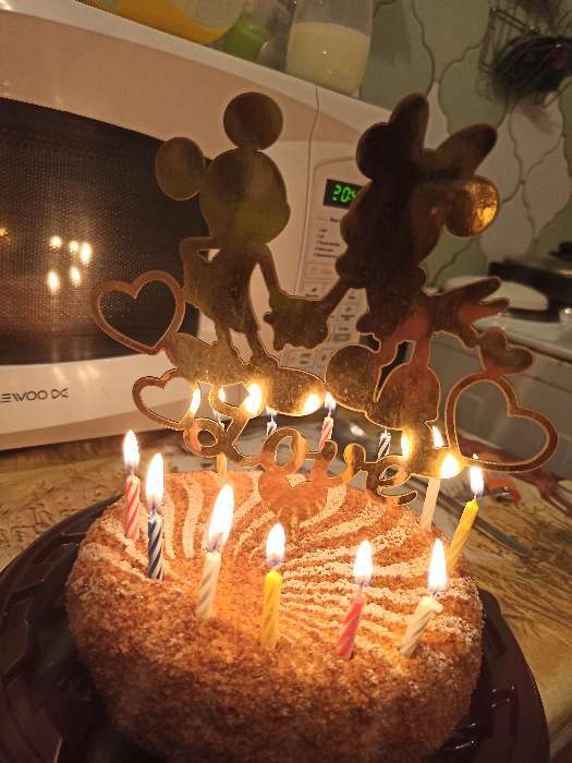 Фотография покупателя товара Топпер в торт "Love" Микки Маус и его друзья, с набором свечей, 12 шт. - Фото 1