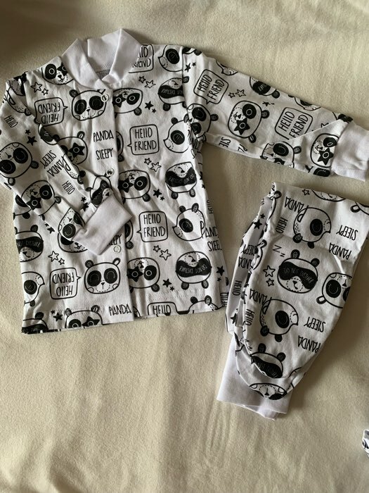 Фотография покупателя товара Комплект (кофточка, штанишки), цвет белый/панды, рост 80 см - Фото 1