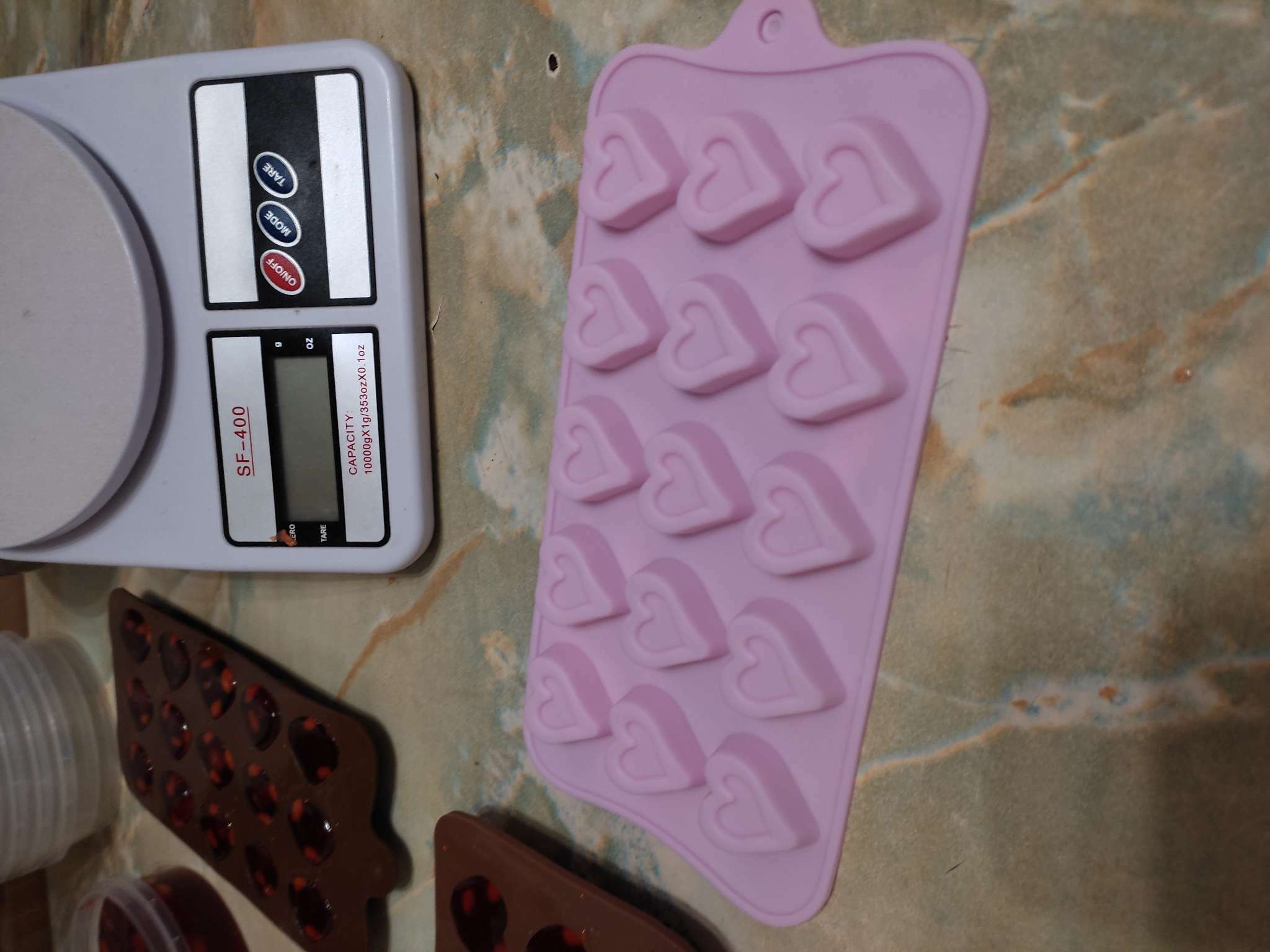 Фотография покупателя товара Форма для шоколада Доляна «Сердечко», силикон, 21×10 см, 15 ячеек (2,7×2,8 см), цвет МИКС - Фото 1