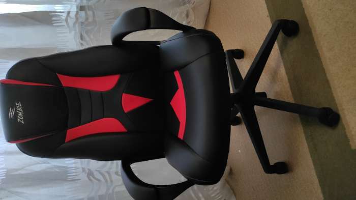 Фотография покупателя товара Кресло игровое  ZOMBIE 8 RED черный/красный, экокожа - Фото 1