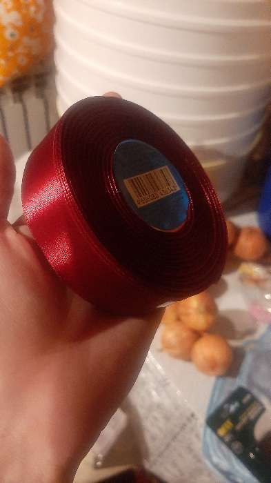 Фотография покупателя товара Лента атласная, 25 мм × 33 ± 2 м, цвет бордовый №048